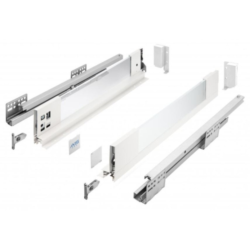Szuflada meblowa Axis Pro GLASS, H-84, L-400, cichy domyk, biała, GTV