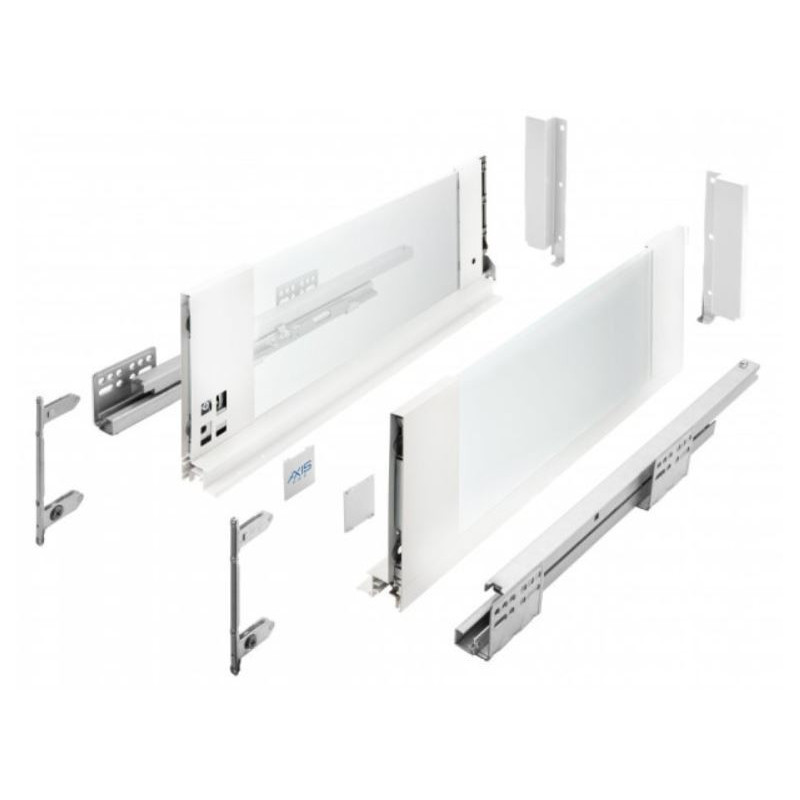 Szuflada meblowa Axis Pro GLASS, H-167, L-300, cichy domyk, biała, GTV