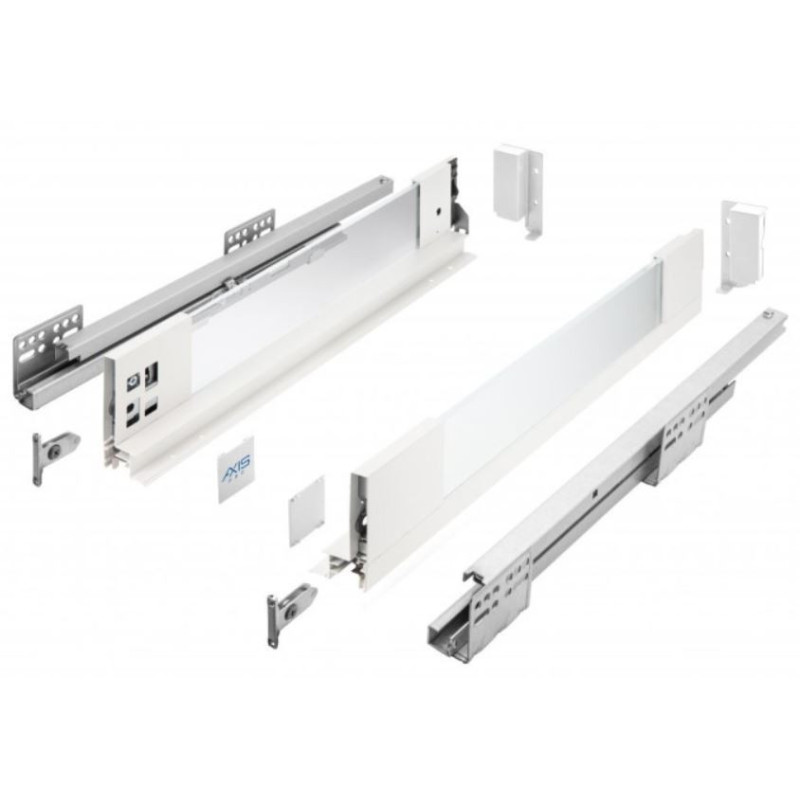 Szuflada meblowa Axis Pro GLASS, H-84, L-300, cichy domyk, biała, GTV