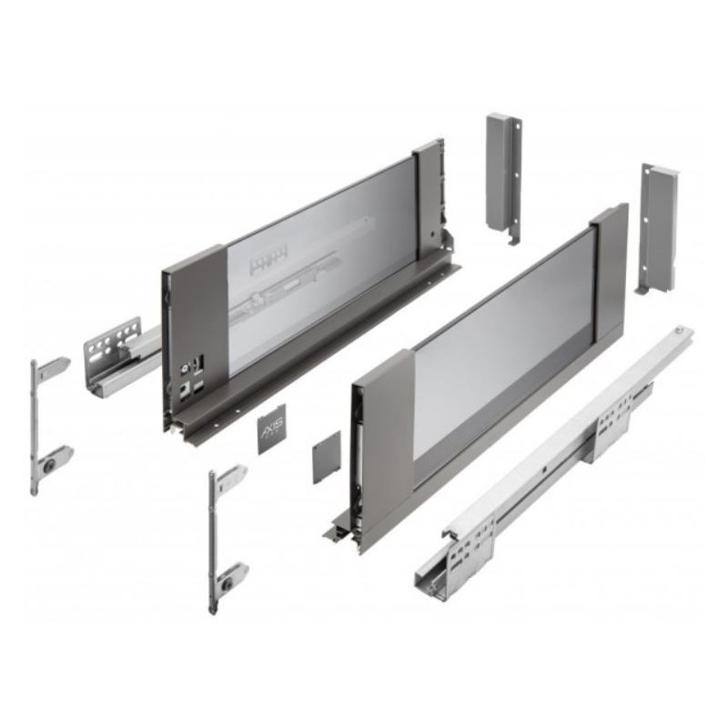 Szuflada meblowa Axis Pro GLASS, L: 300-550, cichy domyk, antracyt GTV