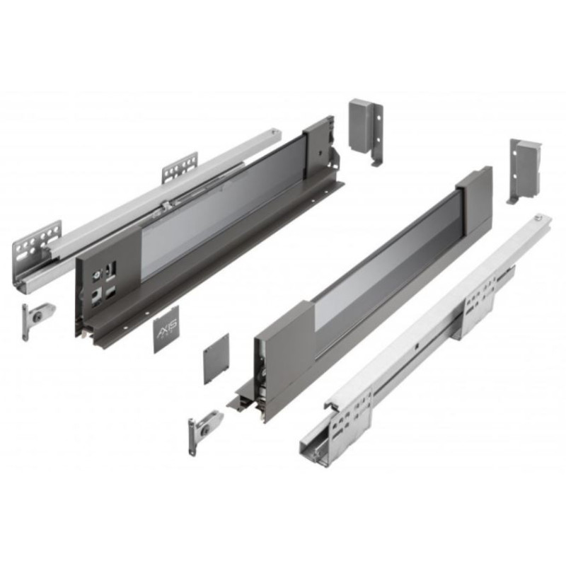 Szuflada meblowa Axis Pro GLASS, L: 300-550, cichy domyk, antracyt GTV