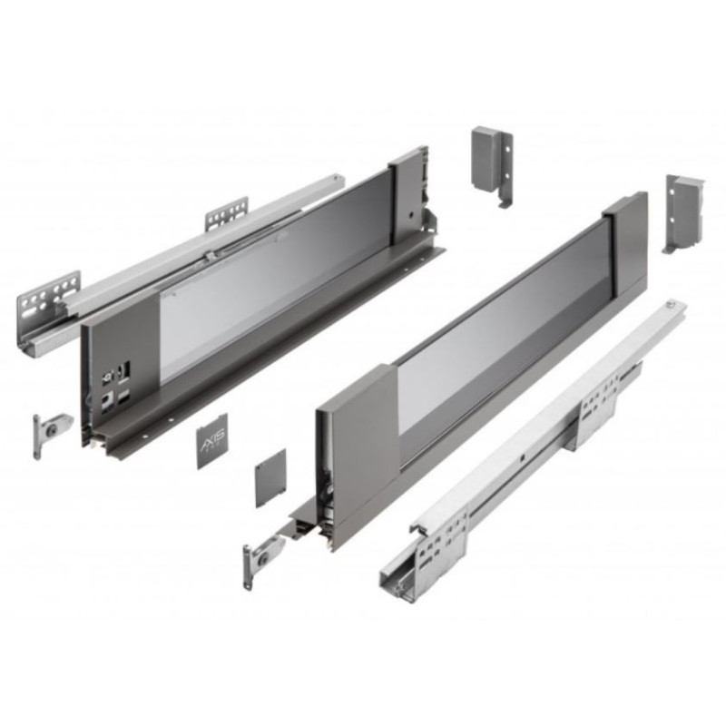 Szuflada meblowa Axis Pro GLASS, L: 300-550, cichy domyk, antracyt GTV