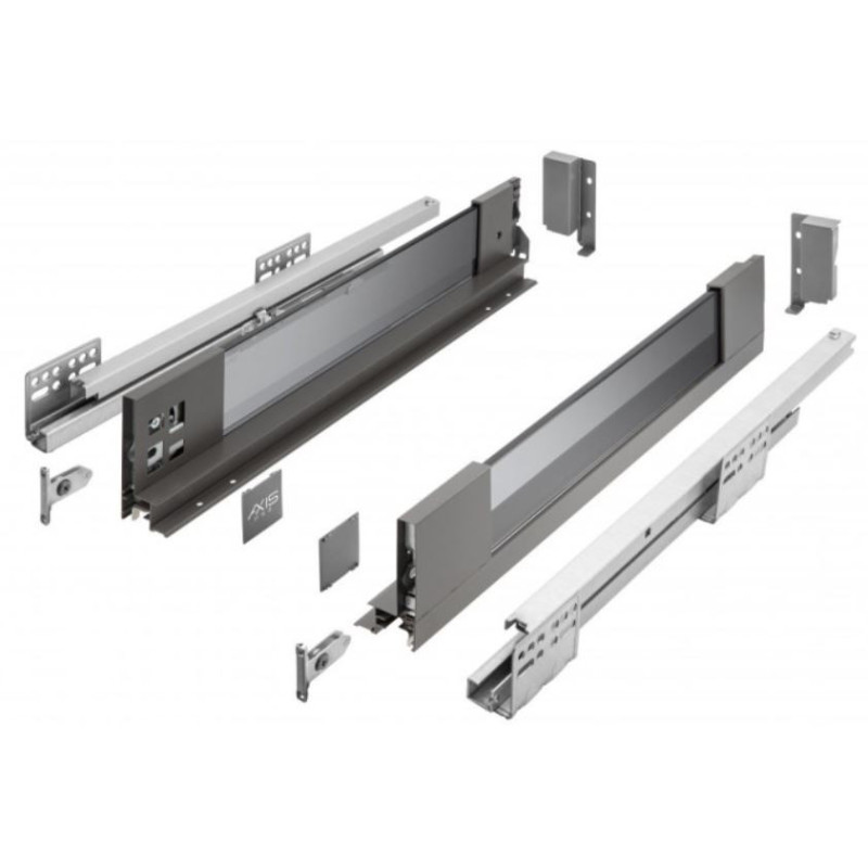 Szuflada meblowa Axis Pro GLASS, L: 300-550, cichy domyk, antracyt GTV