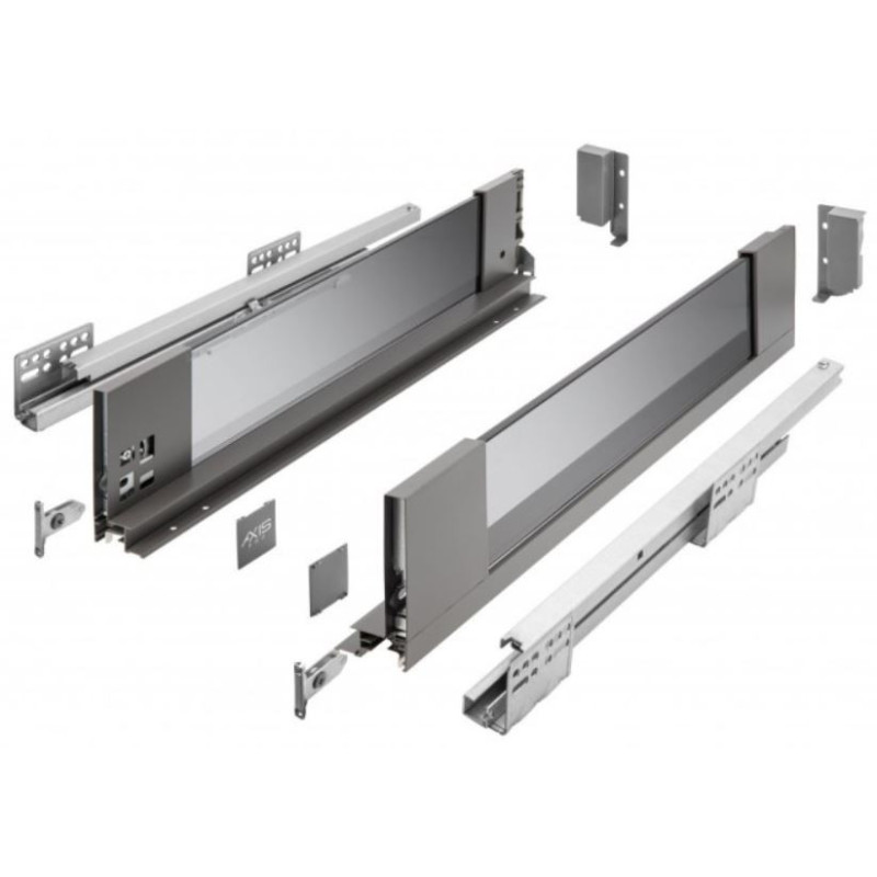 Szuflada meblowa Axis Pro GLASS, L: 300-550, cichy domyk, antracyt GTV