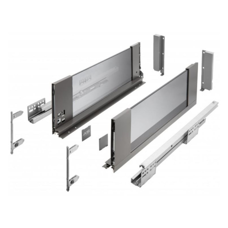 Szuflada meblowa Axis Pro GLASS, L: 300-550, cichy domyk, antracyt GTV