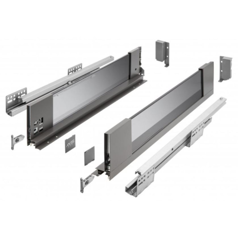 Szuflada meblowa Axis Pro GLASS, L: 300-550, cichy domyk, antracyt GTV