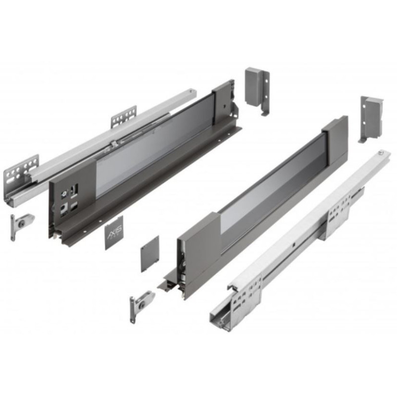 Szuflada meblowa Axis Pro GLASS, L: 300-550, cichy domyk, antracyt GTV