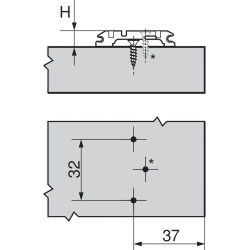 Prowadnik do zawiasu BLUM CLIP, 0 mm, 173H7100, czarny
