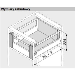Mocowanie frontu wewnętrznego wys. D (224 mm) TANDEMBOX antaro
