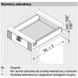 Mocowanie frontu wewnętrznego wys. M (98 mm) TANDEMBOX antaro