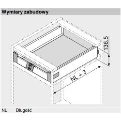 Mocowanie frontu wewnętrznego wys. K (130 mm) TANDEMBOX antaro