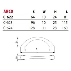 Cienki, delikatny uchwyt meblowy ARCO łuk