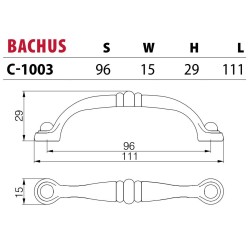 NOMET – Uchwyt meblowy BACHUS C-1003 -  Antyczne srebro,  Antyczne złoto, Czarny mat, Satyna