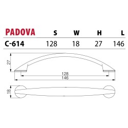 Elegancki, wyrafinowany uchwyt meblowy PADOVA