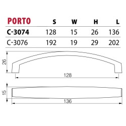 Elegancki uchwyt meblowy PORTO C-128, 192