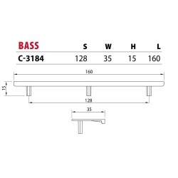 Uchwyt krawędziowy do mebli C-3184 TL2 aluminium