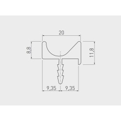 Uchwyt meblowy, profil aluminiowy U - 3,5 m