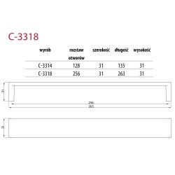 Elegancki prostokątny uchwyt do mebli ASSER