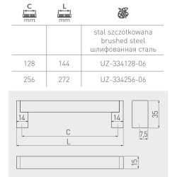 GTV – Uchwyt meblowy UZ-334 stal szczotkowana