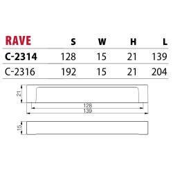 Prostokątny elegancki uchwyt meblowy RAVE