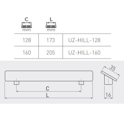 Uchwyt meblowy prostokątny HILL