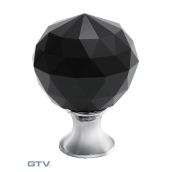 GTV – Gałka do mebli Crystal Palace A 25 mm, chrom, czarny kryształ