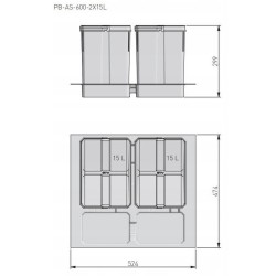 Kosz do śmieci GTV AXISPACE 600 (2x15L)