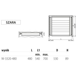 Półka wysuwna plastikowa W-3320-480