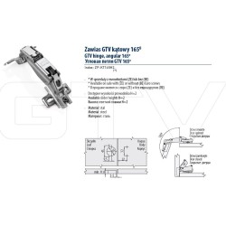 GTV – Zawias Standard – kąt 175° + prowadnik