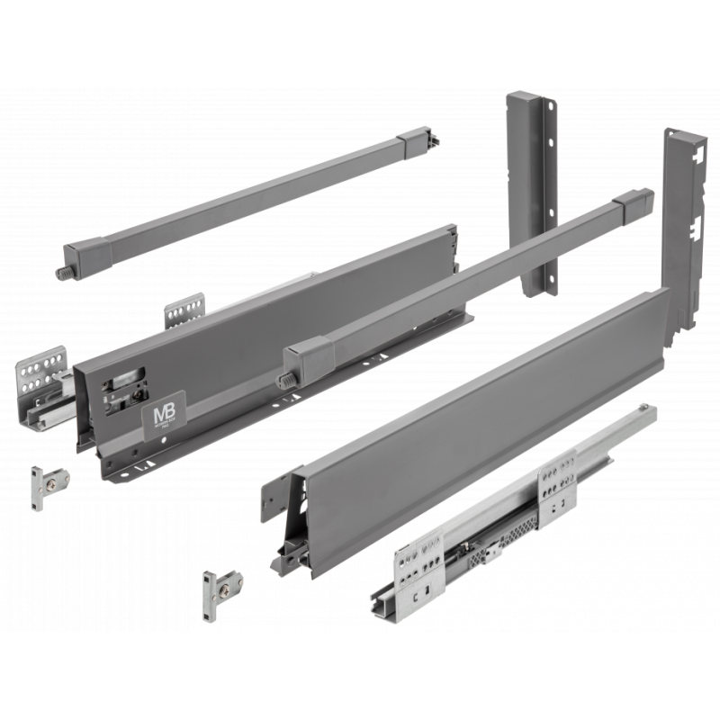 Szuflada GTV MODERN BOX Pro H-199mm wysoka (C), L-300–550mm, cichy domyk, antracyt