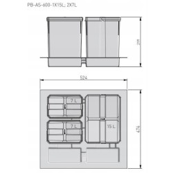 Zestaw koszy GTV 3 szt. 29 l (1x15L-2x7L)