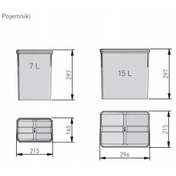 GTV – Zestaw koszy 3 szt. 29 l (1x15L-2x7L)