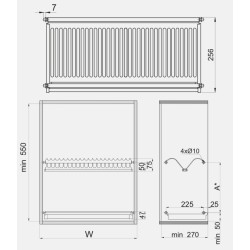 GTV – Ociekarka dwupoziomowa 500/900mm, do montażu, inox