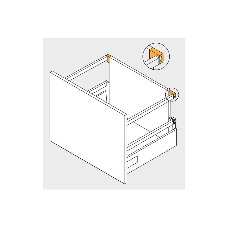 Mocowanie relingu GTV Modern Box do podwyższonej ścianki tylnej. Dodatkowa złączka ścianki tylnej