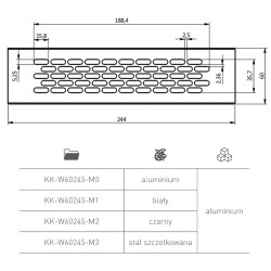 KRATKA WENTYLACYJNA GTV - DE NOVO - 245x60 mm INOX