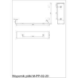 MATRIX – Wspornik pod półkę czarny 204x130