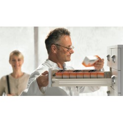 BLUM – METABOX bok H (150 mm), 350-550mm, częściowy wysuw, 25 kg, wersja na wkręty, szara