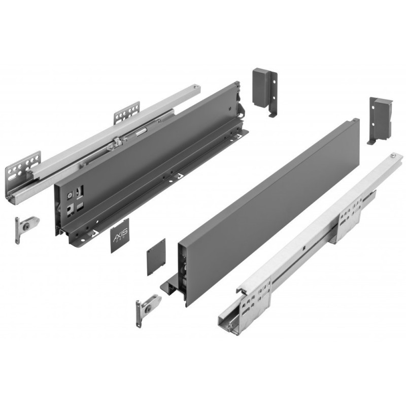 GTV – Szuflada AXIS PRO H-84mm niska (A), L-250–600mm, cichy domyk, antracyt