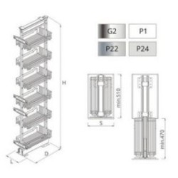 NOMET – CT120-MIDI 4-półki 400 CHROM