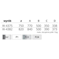 NOMET – PÓŁKA OBROTOWA 4/5 750-820 SZARA/CHROM