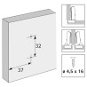 Hettich – Prowadnik krzyżakowy z regulacją (3 mm), niklowany (dystans 1.5 mm), 37 x 32 mm, ø 4,5 x 16 mm