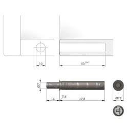 K-PUSH TECH 14mm ukryty z buforem w kolorze białym