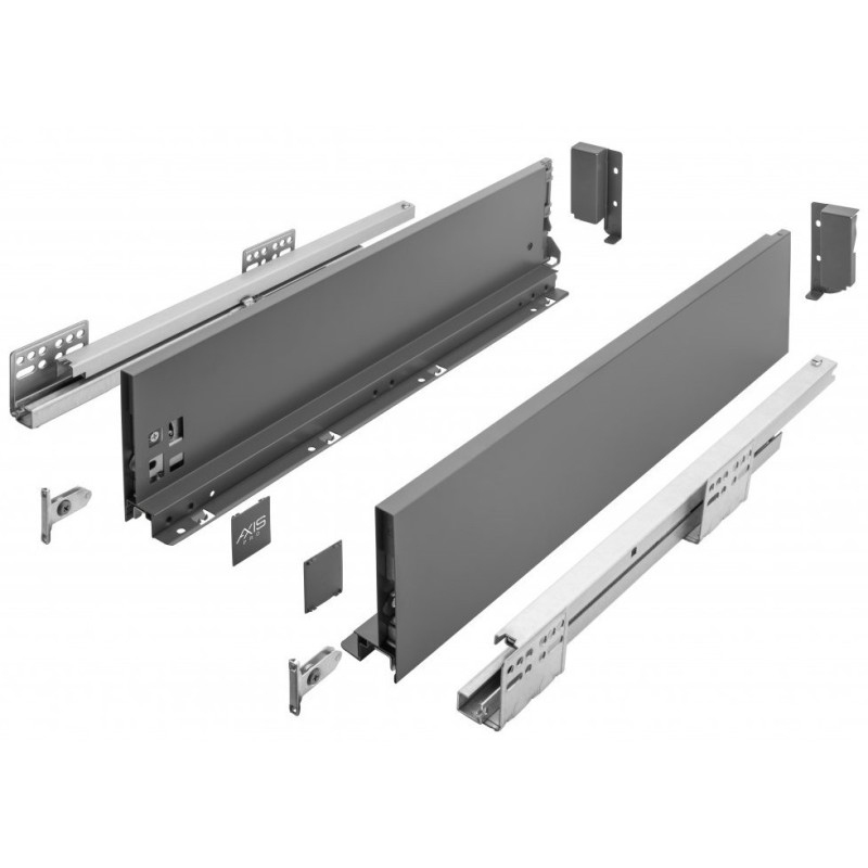 Szuflada GTV AXIS PRO H-116mm średnia (B), L-250–600mm, cichy domyk, antracyt