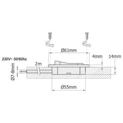 Wyłącznik meblowy WM230 do wpustu - WYL-WM230-W-01