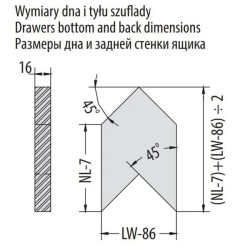 GTV – Szuflada narożna MODERN BOX, wysoka, L-600mm, szara