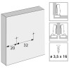 Hettich – Prowadnik prosty z regulacją wysokości, niklowany, rozstaw otworów 20 x 32 mm, do przykręcenia, odstęp 1,5 mm