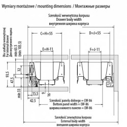 GTV – Szuflada zlewozmywakowa Modern Box z otworem w kształcie litery "U", L-500mm, H-83mm, szara