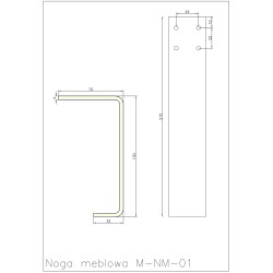 MATRIX – Noga meblowa metalowa wysokość 130mm - Czarny, Biały, Złoto