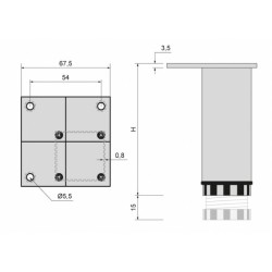 Nóżka meblowa kwadratowa SHOP LINE regulowana H-100