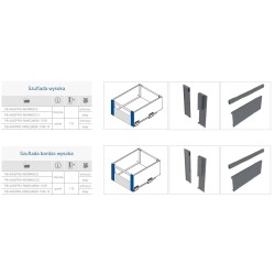 Panel 1200mm przedni/front wewnętrzny + reling, szuflada wysoka i b.wysoka GTV AXIS PRO, antracyt